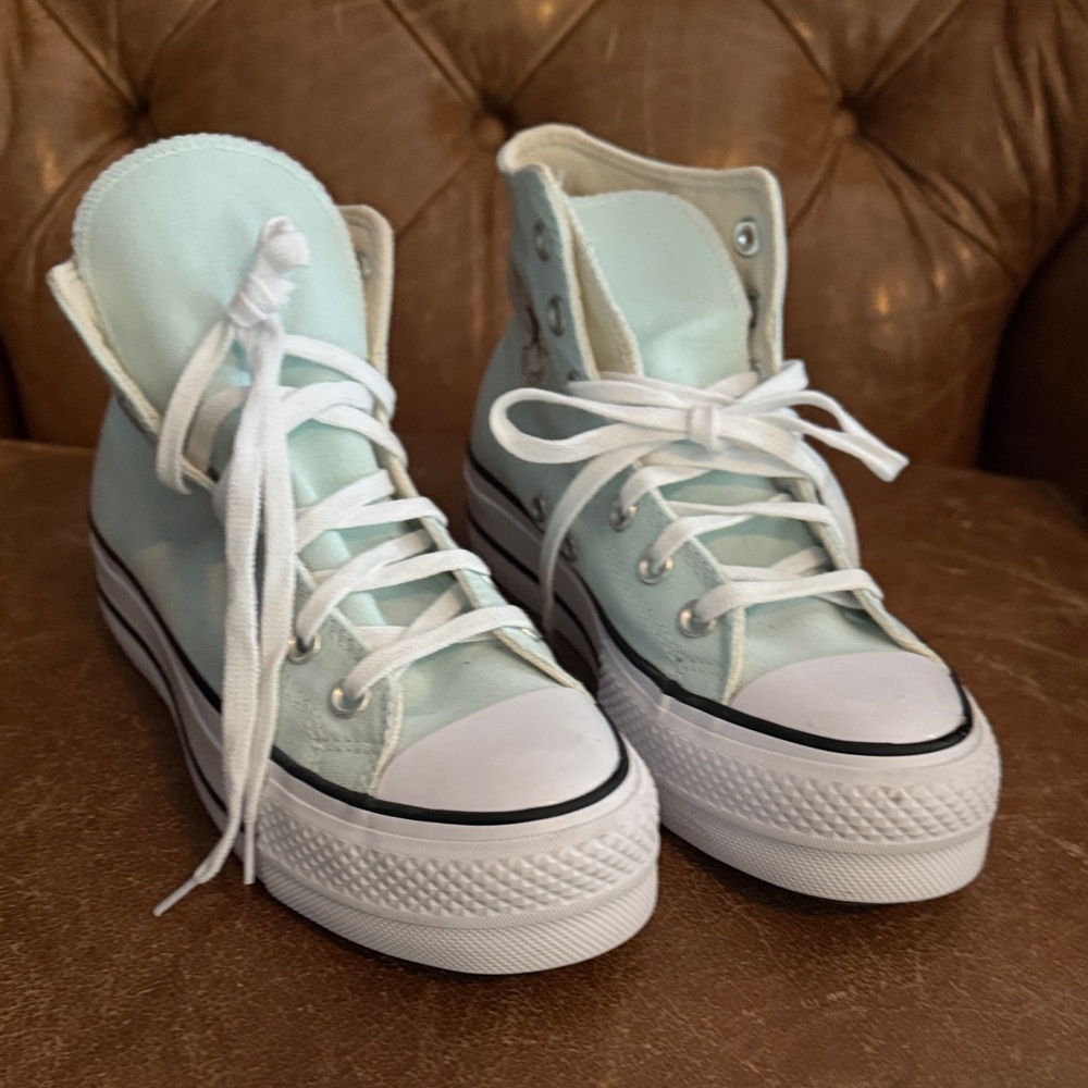 Converse Platform High-Top Sneakers in Mint Green and White - Women's